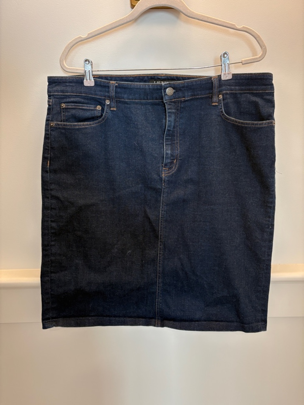 Lauren Ralph Lauren Dark Blue Denim Skirt Size 16